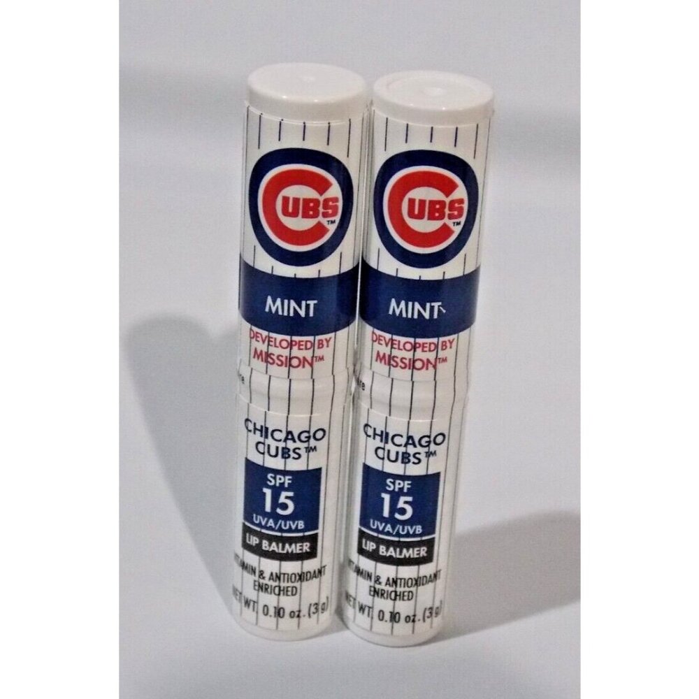 Set of 2 Sealed MLB Chicago Cubs SPF 15 Lip Balm Mission Skincare